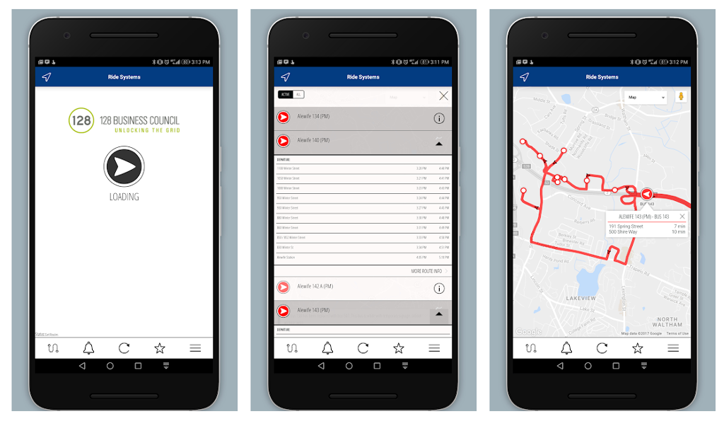 Ride Systems app screen shot.