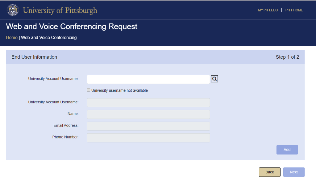 Submit a  and Voice Conferencing Request (Pitt